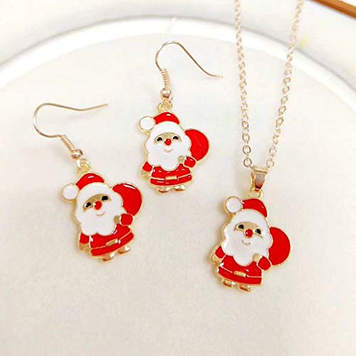 [Australia] - Osemind Christmas Jewelry Sets for Women Elk Necklace Earrings Christmas Tree Snowman Necklace and Earrings Set Deer Santa Claus Earrings Necklace Set B:Claus 