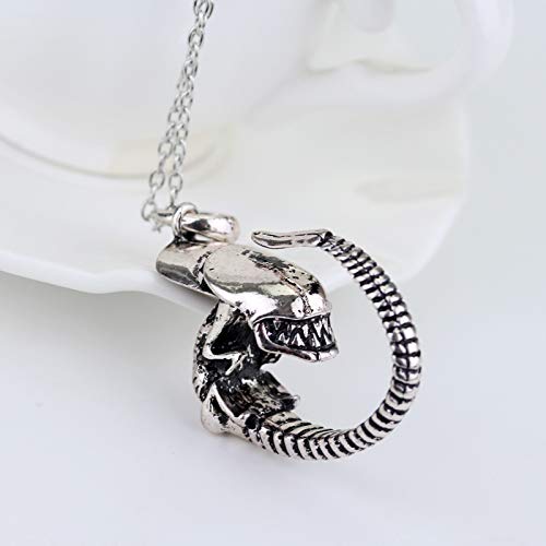 [Australia] - Unisex 925 Sterling Silver Plated Alien Vs Predador Cub Charm Pendant Necklace,20 inch chain 