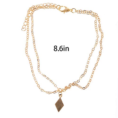 [Australia] - Aluinn Star Layered Anklet Simple Sequins Ankle Bracelet Gold Anklet Chain for Women and Teen Girls 