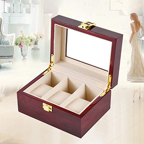 [Australia] - GAOBEI Watch Jewelry Box for Men 3 Slot Watch Box,Large Watch Display Case Organizer with Real Glass Window Top (3 Slots) 3 Slots 