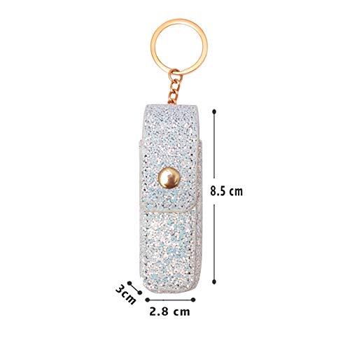 [Australia] - Small Bling Lipstick Case Holder Keychain Protective Cases Organizer Bag for Purse, 3 PACKS (White + Yellow + Gradient）, 2.8x3.0x8.5cm (1.1x1.2x3.3 inch) 