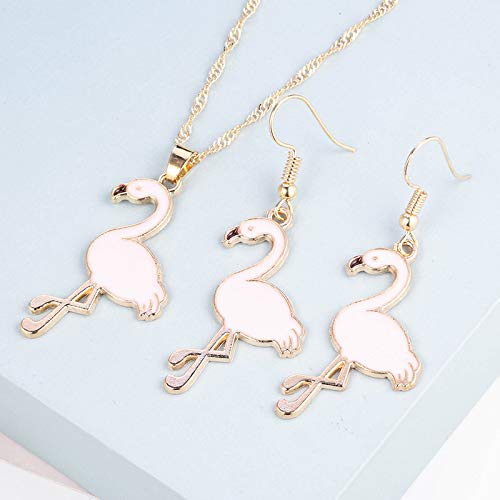[Australia] - Flamingo Earrings Necklace Set for Women Girls Bird Necklace Flamingo Jewelry Christmas Necklace Gift B:Pink 