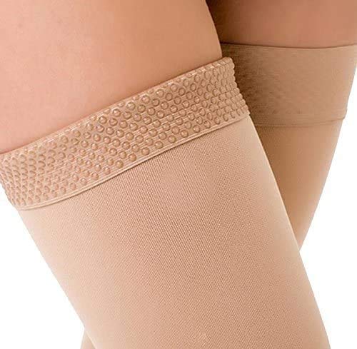[Australia] - TOFLY® Thigh High Compression Stocking Footless, 15-20mmHg & 20-30mmHg Compression Socks with Silicone Band, Varicose Veins XX-Large 15-20mmhg Beige 