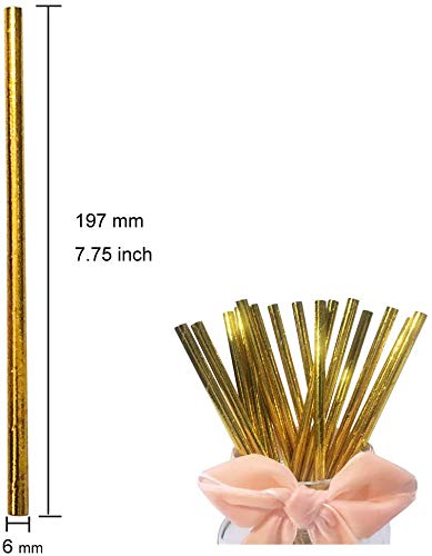 [Australia] - YiYi Nature Daily Gold Foil Paper Straws, Metallic Shining Biodegradable Straws for Drinking, Party, Wedding, 7.75 Inch Pack of 100 (YY-417) 