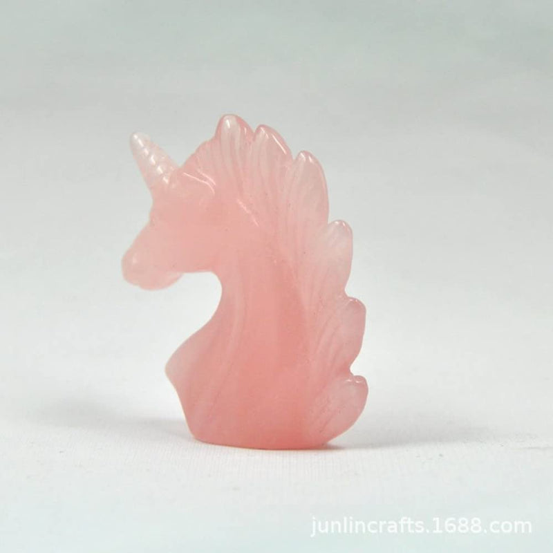 [Australia] - 2" Hand Carved Unicorn Stone Statue, Healing Crystal Gemstones Carving Figurine Healing Energy Crystal Unicorn Sculpture Reiki Sculpture Rose Quartz 