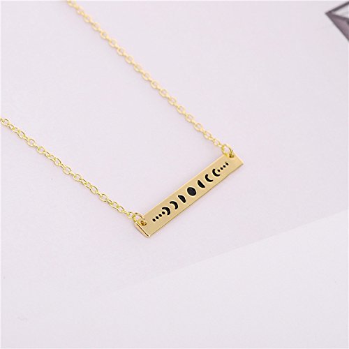 [Australia] - MIXIA Gold Color Galaxy Astronomy Crescent Moon Phases Necklace Women Long Vertical Bar Lunar Phenomena Talisman Witchcraft Jewelry Pendant 