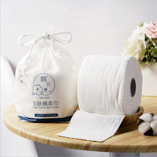 [Australia] - WANGPEI 1Roll Disposable Cleaning Face Towel,100% Pure Cotton Thicker Soft Multi-Purpose Disposable Wet and Dry Wash Towel 