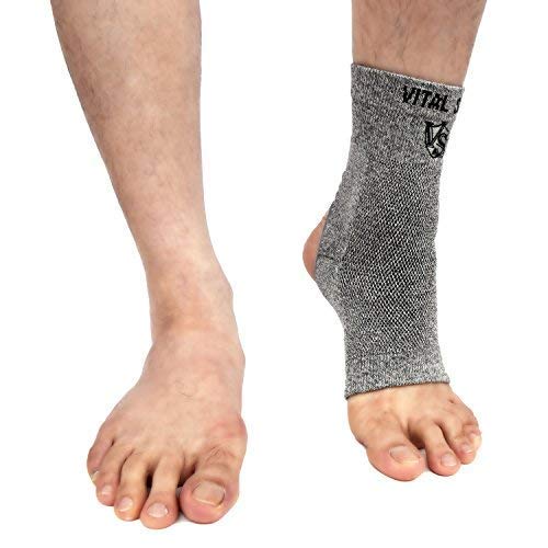 [Australia] - Vital Salveo- Open Toes Compression Germanium and Bamboo Charcoal Ankle Sleeve/brace with Arch Support, Eases Swelling and Achilles tendon (1PC) Light Grey(Opening Heel) X-Large(Opening Heel) 