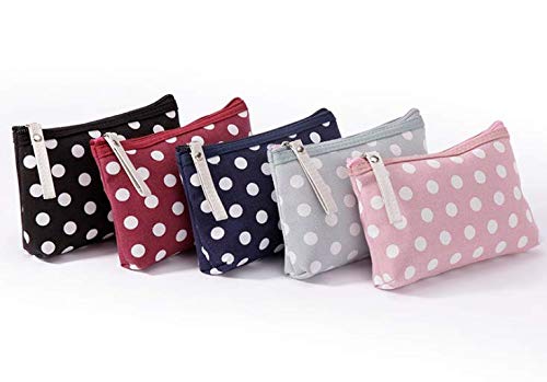 [Australia] - HappyDaily Pack of 5 Fashion Design Muliti-Functional Bag Makeup Bag Cosmetic Pouch Travel Toiletry Carrying Purse (Polka Dot(Pink/Red/Sky Blue/Dark Blue/Black)) Polka Dot(Pink/Red/Sky Blue/Dark Blue/Black) 