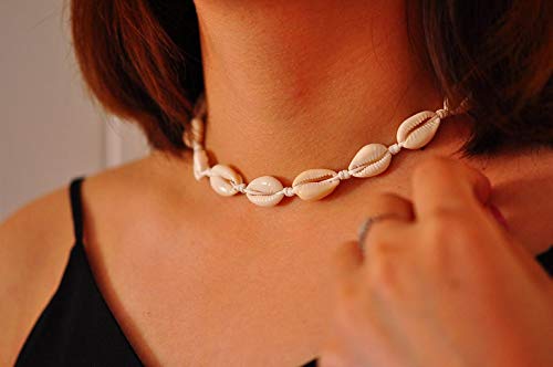 [Australia] - Osemind Puka Shell Necklace Vsco Necklace Shell Pearl Choker Necklace Boho Necklace Beach Jewelry Gift A:WhiteShell 