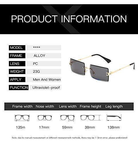 [Australia] - Long Keeper Rimless Rectangle Sunglasses UV400 Protection Antiglare Fashion Frameless Square Glasses for Women Men Gold Grey+gold Clear 