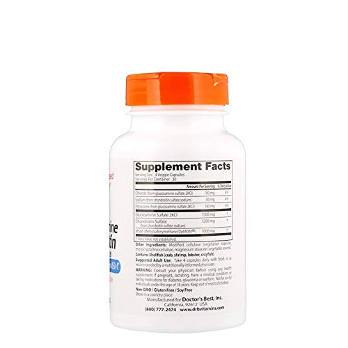 [Australia] - Doctor's Best Glucosamine Chondroitin Msm with OptiMSM Capsules, Supports Healthy Joint Structure, Function & Comfort, Non-GMO, Gluten Free, Soy Free, 120 Count (Pack of 1) 