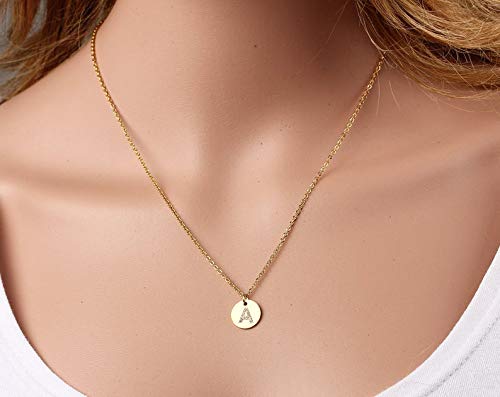 [Australia] - SANNYRA Dainty Disc Initial Necklace 18K Real Gold-Plated Letters A to Z 26 Alphabet Disc Pendant Necklace for Women Birthday Gifts X 