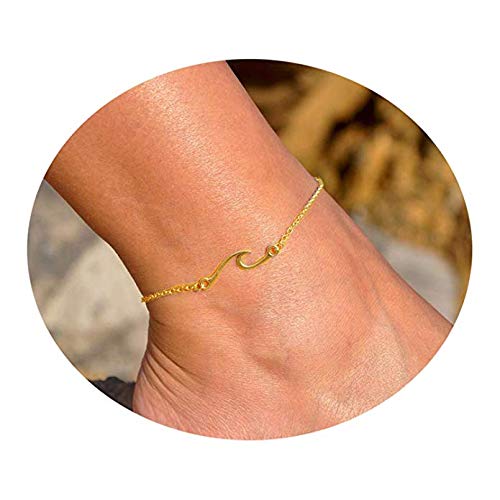 [Australia] - CSIYAN Wave Anklet Bracelet for Women Teen Girls,Charm Summer Surfer Beach Link Foot Ankle Bracelets Jewelry Gold 