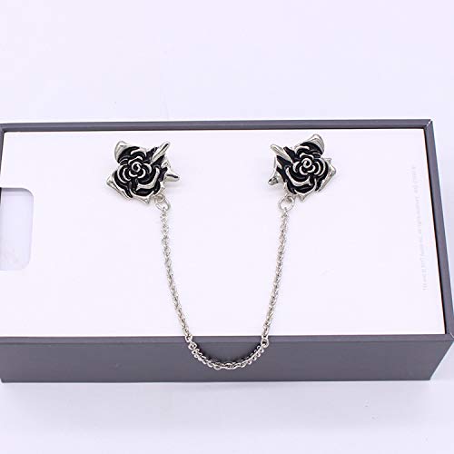 [Australia] - KAMRESH 3PC Rose Sweater Chain Collar Clips with Double Cardigan Dresses Clip Antique Flowers for Women Girls A-3PC 