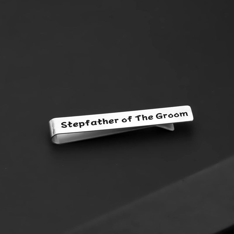 [Australia] - BEKECH Stepfather of The Bride Gift Step Father of The Bride Tie Clip Groom Step Father in Law Wedding Day Wedding Party Gift for Stepdad Bride Dad Jewelry silver 