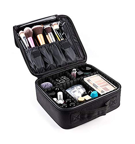 [Australia] - Travel Makeup Case Professional Travel Makeup Train Case 10'' Makeup Cosmetic Case Organizer Adjustable Dividers Travel Makeup Bag for Nail Tool,Makeup Brush,Toiletry,Jewelry and Digital Accessories Black-S 