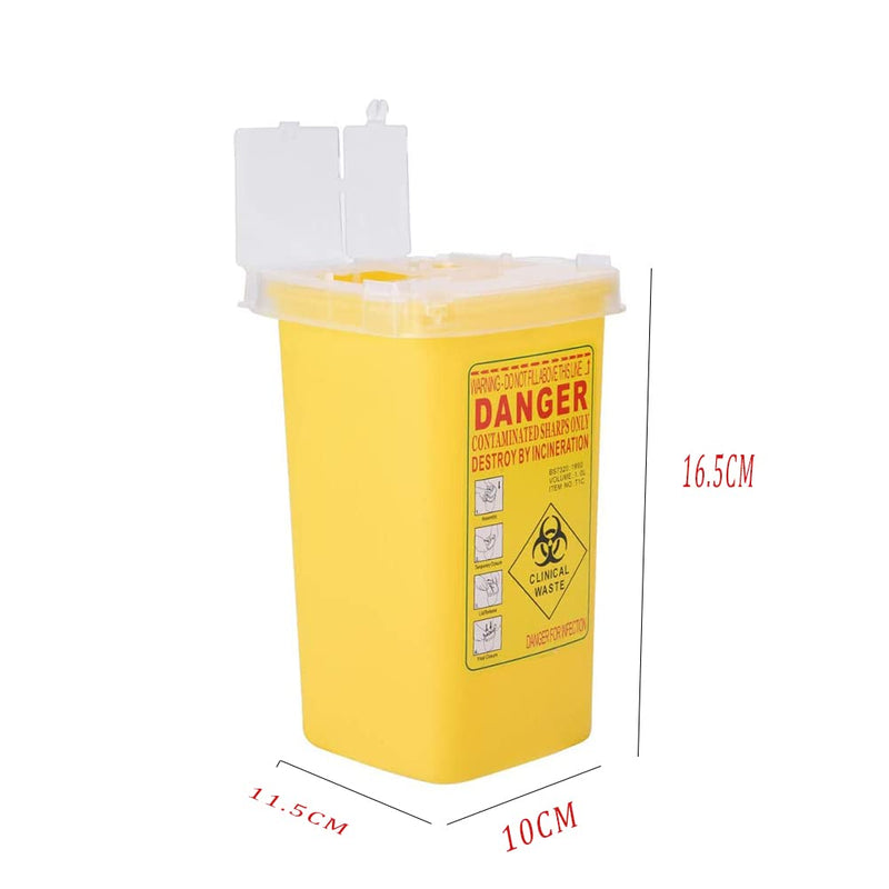 [Australia] - Nikou Yellow Biohazard Bin Needle Disposal Sharps Box For Cartridges, Tattoo Medical Plastic Sharps Container, Waste Box 1 Litre (Color: Yellow) 