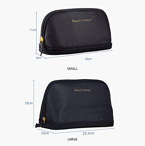 [Australia] - Makeup Bag with Brushes Compartment, 2 Layer Cosmetics Bag for Women, Large Travel Toiletry Organizer Bag with Dual Zipper (large makeup bag) large makeup bag 