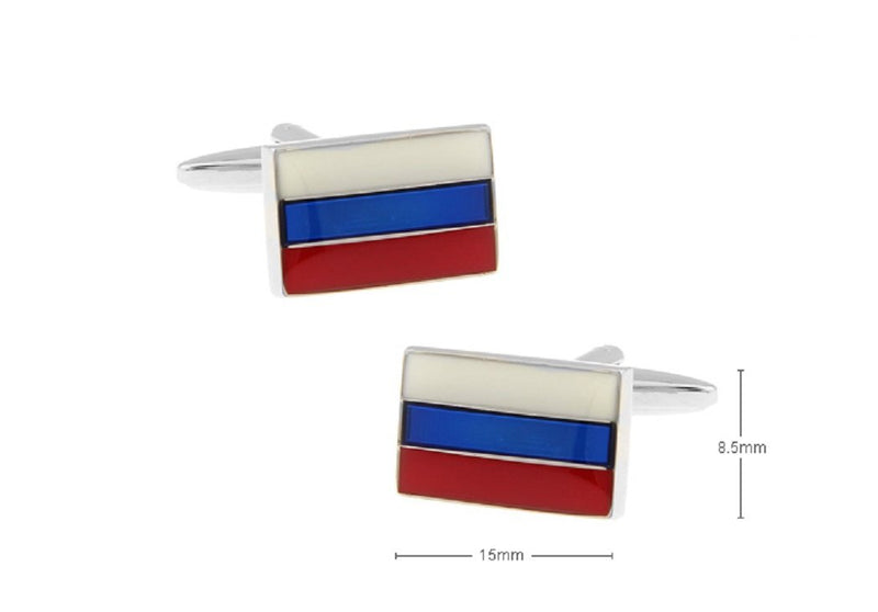 [Australia] - MRCUFF Flag of Russia/Soviet Union Russian Pair Cufflinks in a Presentation Gift Box & Polishing Cloth 