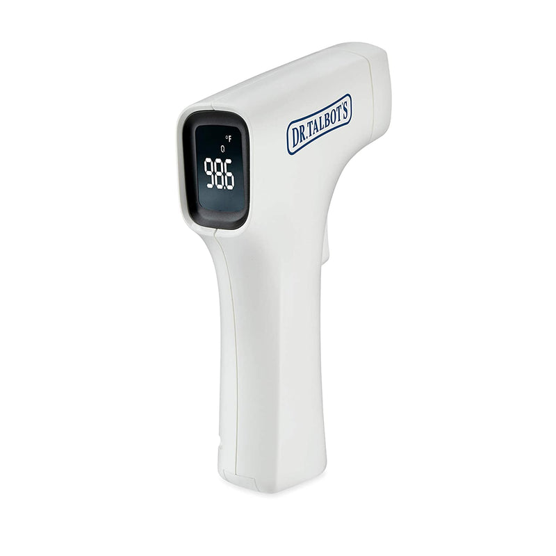 [Australia] - Nuby Dr. Talbot's Easy Handle Non-Contact Infrared Thermometer with Led Screen, Fever Warning Indicator, Accurate 1 S Reading for Baby, Kids, & Adults, White 