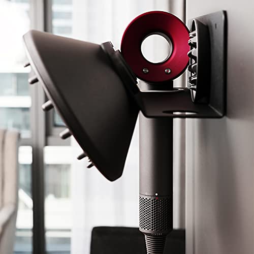 [Australia] - Hosoncovy Hairdryer Wall Mount Holder Stand Blow Dryer Rack Hook Organizer for Dyson Supersonic Hair Dryer (Black) Black 