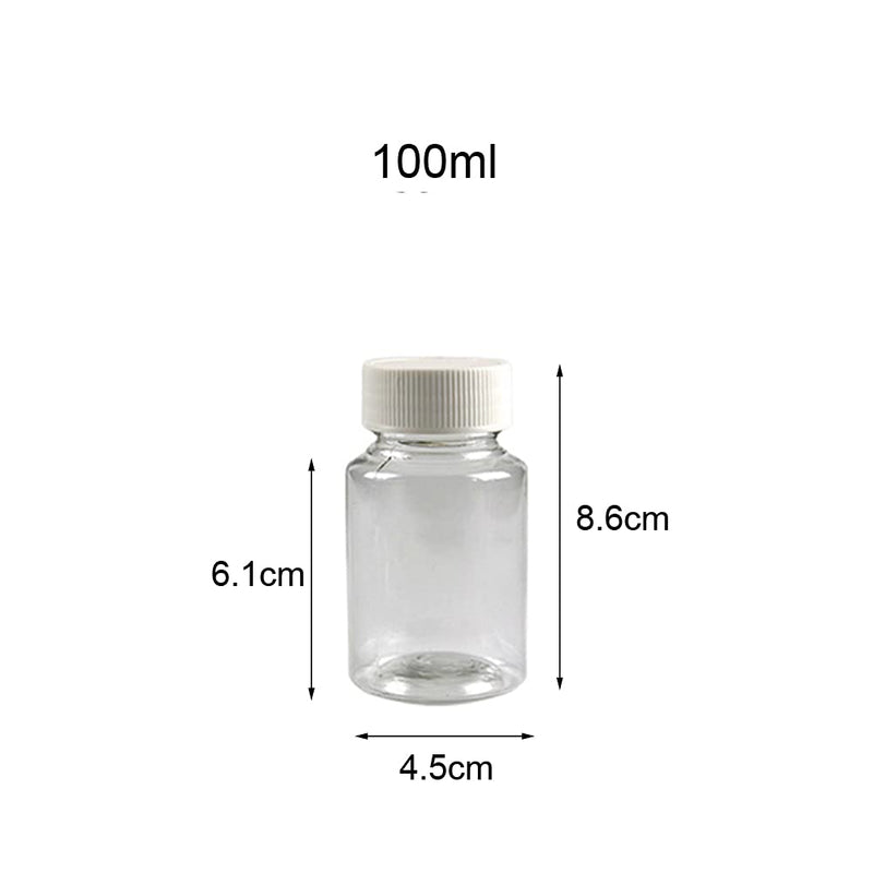 [Australia] - 12PCS 100ml Clear Empty Plastic Bottles Box with White Screw Cap Portable Solid Powder Case Holder Storage Container for Liquid Chemical Dispense 