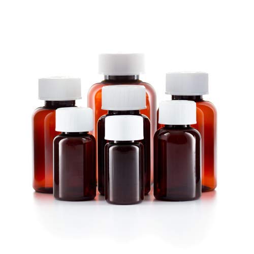 [Australia] - 200ml Pill pots with lids, Empty Plastic Medicine Amber Bottles, Pill Storage containers with Screw Child Safe caps, Very Strong Medicine Storage Bottles 