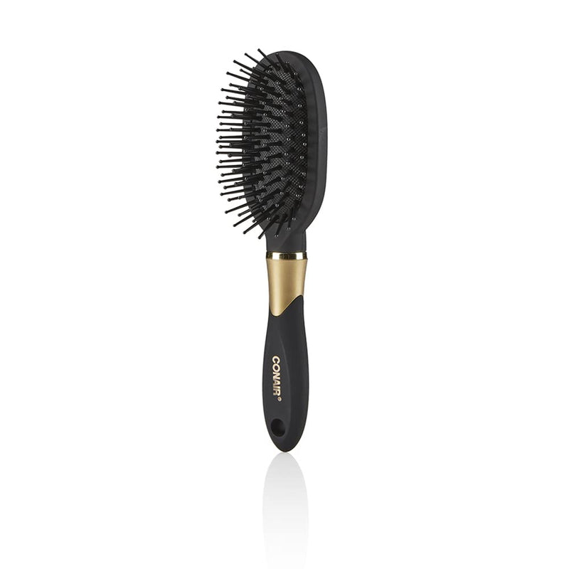 [Australia] - Conair Velvet Touch Mid-Size Cushion Hair Brush with Nylon Bristles and Soft-Touch Handle for On-the-Go Touch-Ups (Colors and Packaging Vary), 1 Count 
