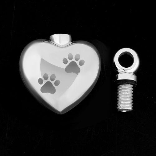 [Australia] - CoolJewelry Urn Necklace Ashes Pet Footprints Cremation Pendant Memorial Personalized Stainless Steel Jewelry with Fill Kit Heart Footprints 