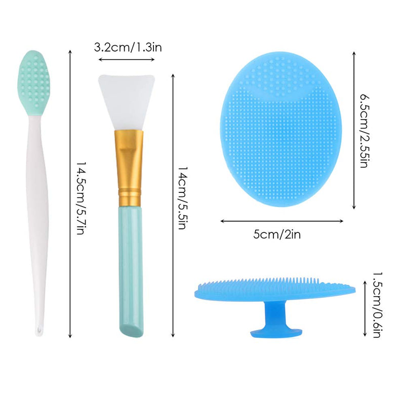 [Australia] - Set of 8, Beauty Tool Brush Set, findTop 4 Silicone Face Scrubbers Exfoliating Brushes Facial Cleaning Brushes, 2 Silicone Exfoliating Lip Scrub Brushes and 2 Silicone Brushes 