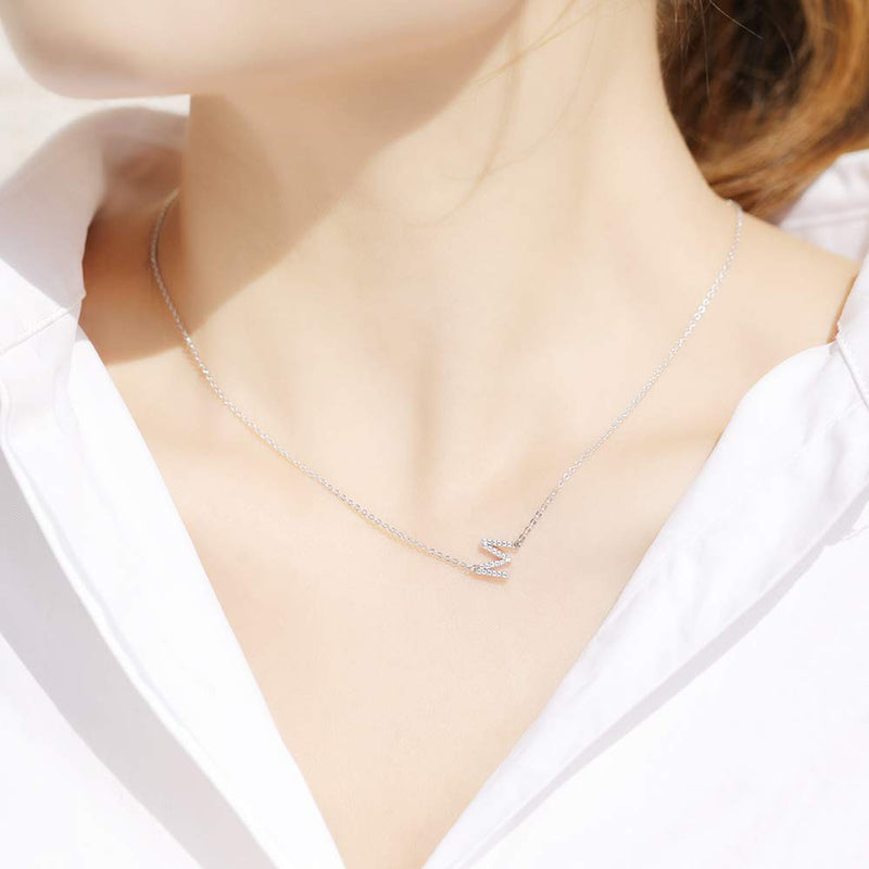[Australia] - Hidepoo Sideways Initial Necklace for Women, 14k Gold Plated Dainty Cubic Zirconia Sideways Alphabet 26 A-Z Letter Necklace, Personalized Tiny Monogram Initial Necklace Gifts for Women Girls A - Gold 