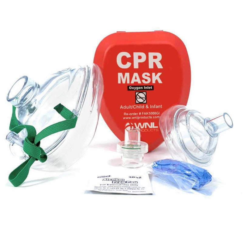 [Australia] - WNL Products FAK5000GI-RED Adult/Child & Infant Pocket CPR Rescue Resuscitation Mask Kit with One Way Valve and Belt Clip in Hard Red Case 