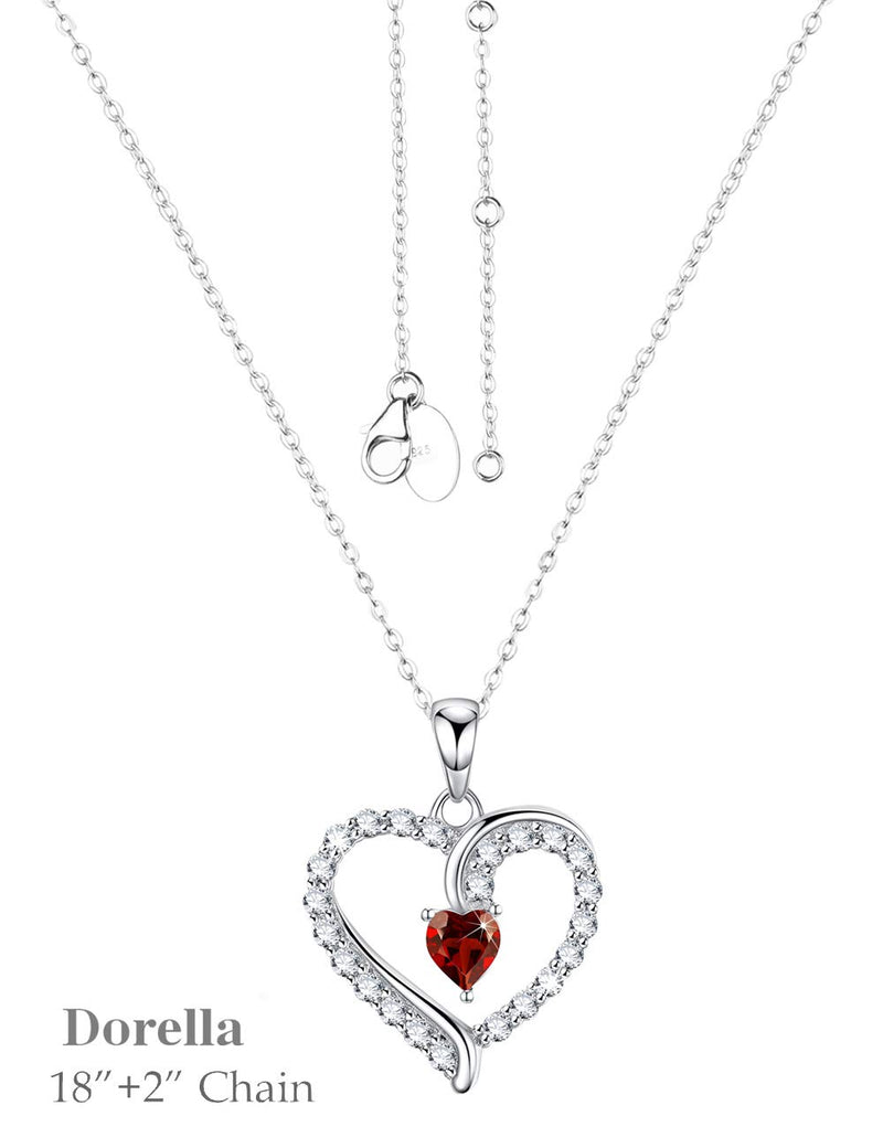 [Australia] - Birthday Gifts for Wife July Birthstone Ruby Jewelry for Mom Necklace for Women Teen Girls Sterling Silver Love Heart Necklace Red Ruby Love Heart Necklace 