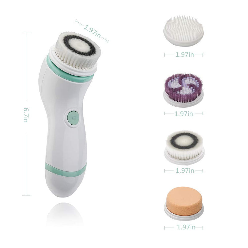 [Australia] - Facial Cleansing Brush, Electric Waterproof Skin Face Body Rotating Cleanser Brush Portable Travel Case Deep Pore Cleansing Gentle Exfoliating&Remove Blackhead Acne Facial Scrubber Washable Green 