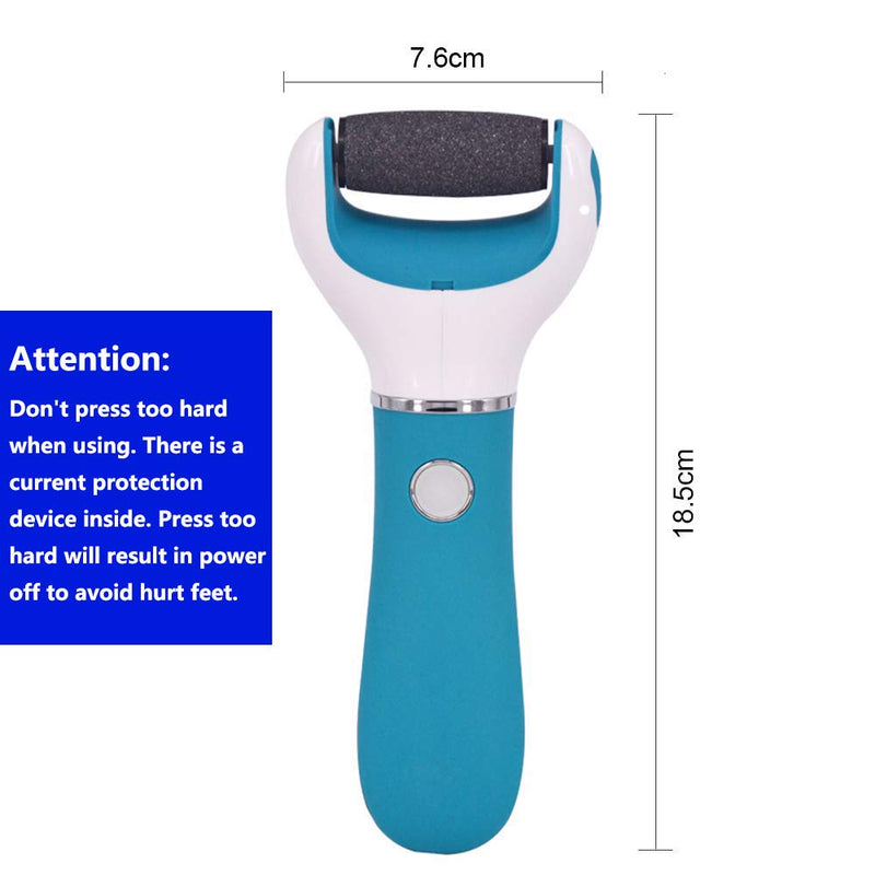 [Australia] - BOMPOW Foot Scrubber Electric Callus Remover Rechargeable Foot File Hard Skin Remover Pedicure Tools Electronic Callus kit for Cracked Heels and Dead Skin with 2 Roller Heads, Blue 