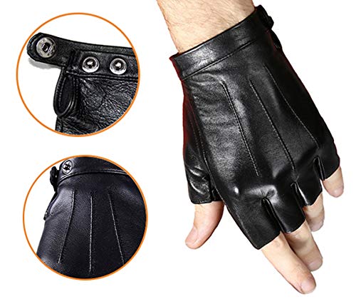 [Australia] - Fingerless Driving Gloves PU Faux Leather Outdoor Sport Half Finger Glove for Men Women Teens Fingerless Medium 