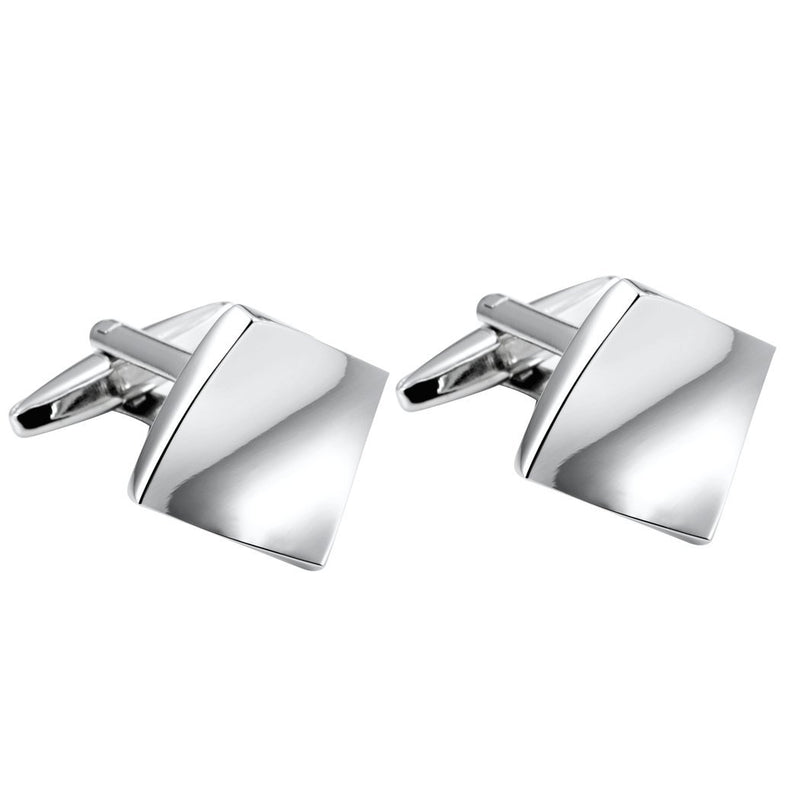 [Australia] - Unique Modern Art Bended Square Stainless Steel Men’s Cufflinks (Silver Color) 