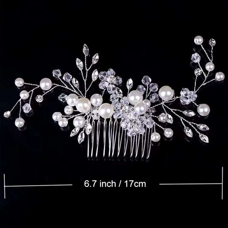 [Australia] - Bridal Flower Side Hair Clips, Pearl Hair Pieces Comb Bridal Headpiece for Brides Bridesmaid,Girls,Women ,Hair Comb Wedding Prom Birthday Party Hair Accessories (Silver) 