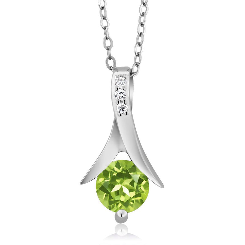 [Australia] - Gem Stone King 925 Sterling Silver Green Peridot Pendant and Earrings Set 3.00 Ct Round Gemstone Birthstone For Women with 18 Inch Chain 