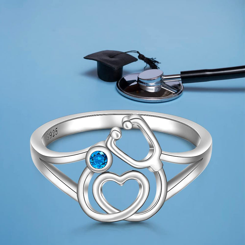 [Australia] - Nurse Stethoscope Ring for Women Sterling Silver BSN Graduation Future Doctor Gifts Medical Student Rn Nurses Jewelry 7 