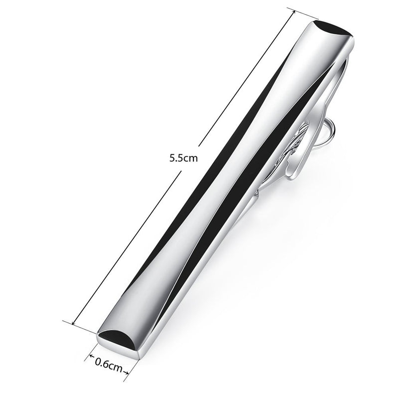 [Australia] - HONEY BEAR Mens Tie Clip Bar for Normal Size Tie Wedding Gift 5.4cm Silver Black 