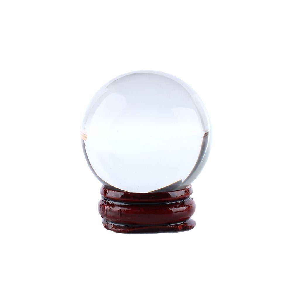 [Australia] - Crystal Ball Crystal Sphere with Wood Stand 40mm Clear Crystal Ball Feng Shui Crystal Display Sphere Ornaments for Meditation Healing 