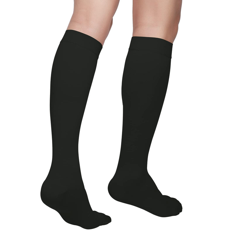 [Australia] - MGANG® Compression Socks, Closed Toe, 20-30 mmHg Graduated Compression Knee High Support Stockings for Unisex, DVT, Pregnancy, Varicose Veins, Swelling, Edema, Shin Splints, 1 Pair, Black 2XL XX-Large 