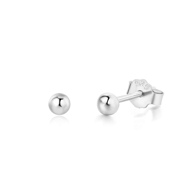 [Australia] - Sterling Silver Stud Earrings - 4 Pairs Small Silver Ball Earrings Triangle Stud Earrings Round CZ Earrings Bar Earrings Set Hypoallergenic Studs Cartilage 14K Earrings(3mm2&5mm2) 1Silver-4 pairs studs 