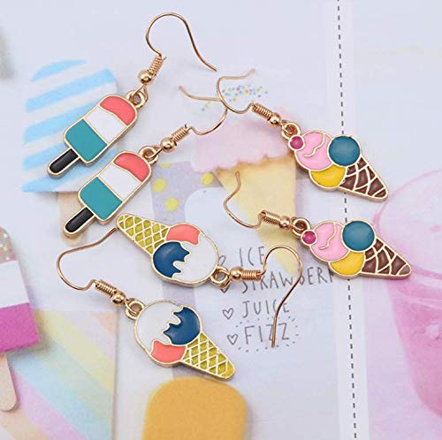 [Australia] - YINLIN Cute Colorful Ice Cream Pendant Necklace Sweet Food Jewelry Popsicle earring 