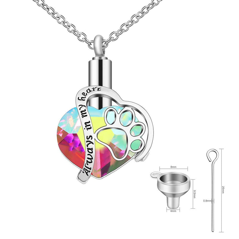[Australia] - MEMORIALU Always in My Heart Urn Necklaces for Ashes Cremation Jewelry Keepsake Memorial Pendant Paw 