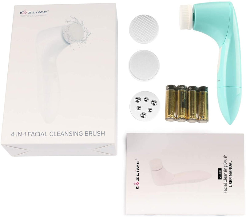 [Australia] - Facial Cleansing Brush,ZLiME 4 in 1 Waterproof Face Cleansing Spin Brush Set for Deep Cleansing,Gentle Exfoliating,Makeup Remove& Face Massaging(Blue) Blue 