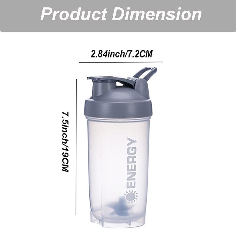 [Australia] - KHAOP 400ML Protein Shaker Cup Protein Shaker Bottle 500ml BPA Free Leakproof Portable for Sports Supplements Shakes With Steel Mixing Ball for Protein Shakes Dishwasher Safe (Grey) Grey 