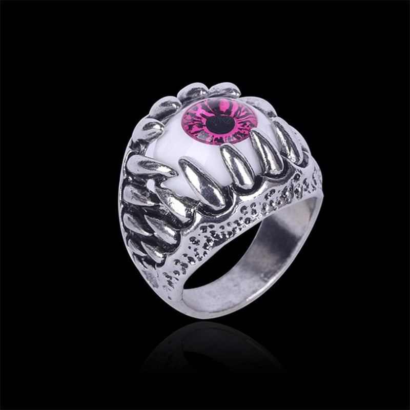 [Australia] - HSQYJ Evil Devil Eye Gothic Dragon Claw Ring Vintage Hell Demon Gem Stone Biker Punk Ring Aniversary Religious Good Luck Protection Jewelry Gift Red 8 